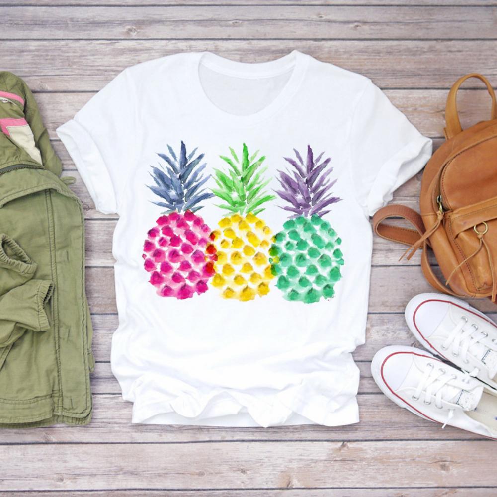 Colored Cartoon Fruit Tshirts  Avocado and Pineapple Tshirts Plussize Casual Tshirt Daily Streetwear Women Casual Tops