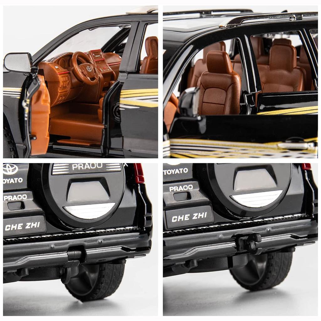 Model auta Toyota Prado v měřítku 1/24, stahovací auto ze zinkové slitiny se zvukem a světlem pro děti, chlapec, dívka dárek