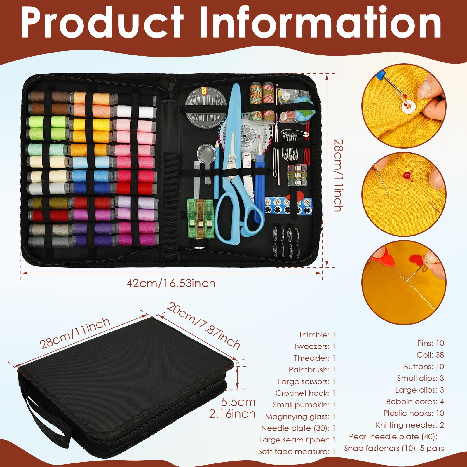 170/226Pcs Complete Sewing Kit Professional Sewing Kit with Threads Scissors Portable Travel DIY Embroidery Handwork Sewing Tool