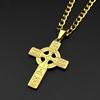 Vintage Stainless Steel Christian Cross Pendant Necklace for Women Men Fashion Nordic Celtic Knot Amulet Hip Hop Chain Jewelry