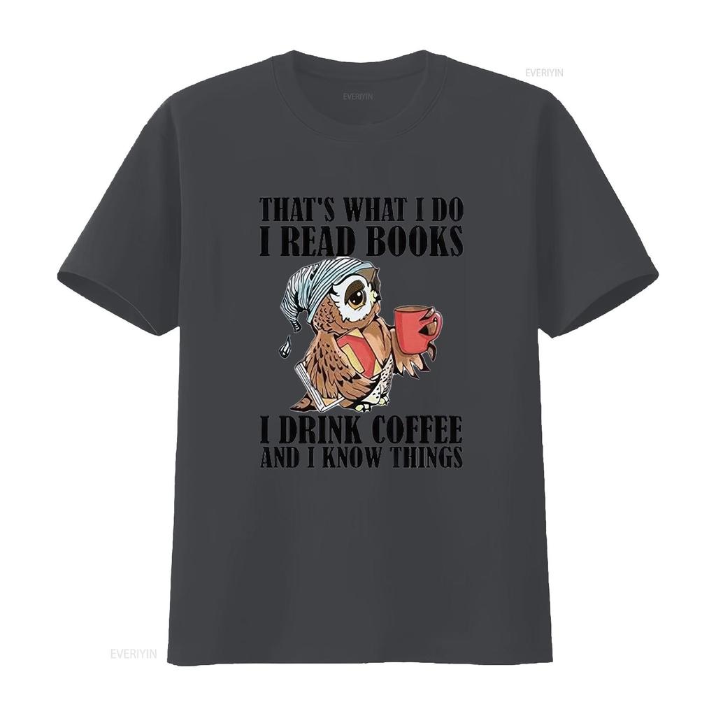 Women T Shirt That S What I Do Read Books Drink Coffee And Know Things Print Round Neck Tops  Casual Vintage Washed Slightly