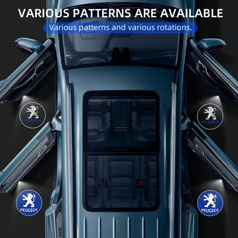 2026 Heißer Autoaufkleber LED Auto Tür Emblem Licht Willkommensleuchte Kabelloser Laserprojektor Auto Zubehör für Peugeot 206 207 208 30