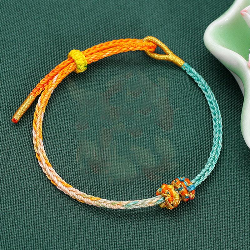 New Chinese Style Ethnic Rope Bracelet Men Women Handmade Weaven Adjustable String Braslet Yoga Meditation Healing Accessories