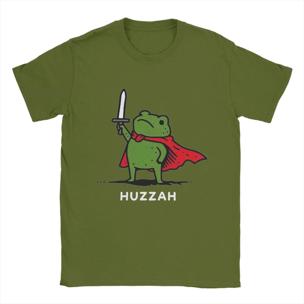 Huzzah Frog Knight Funny Sword Meme Quote Cotton T Shirt Unisex Summer Streetwear T Shirts Oneck Leisure Tee Shirt Oversized Tops