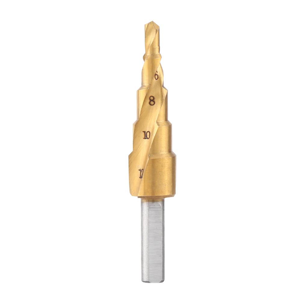 

1pc HSS Step Drill Bit 4mm12mm Spiral Flute Triangular Shank Drilling Tool