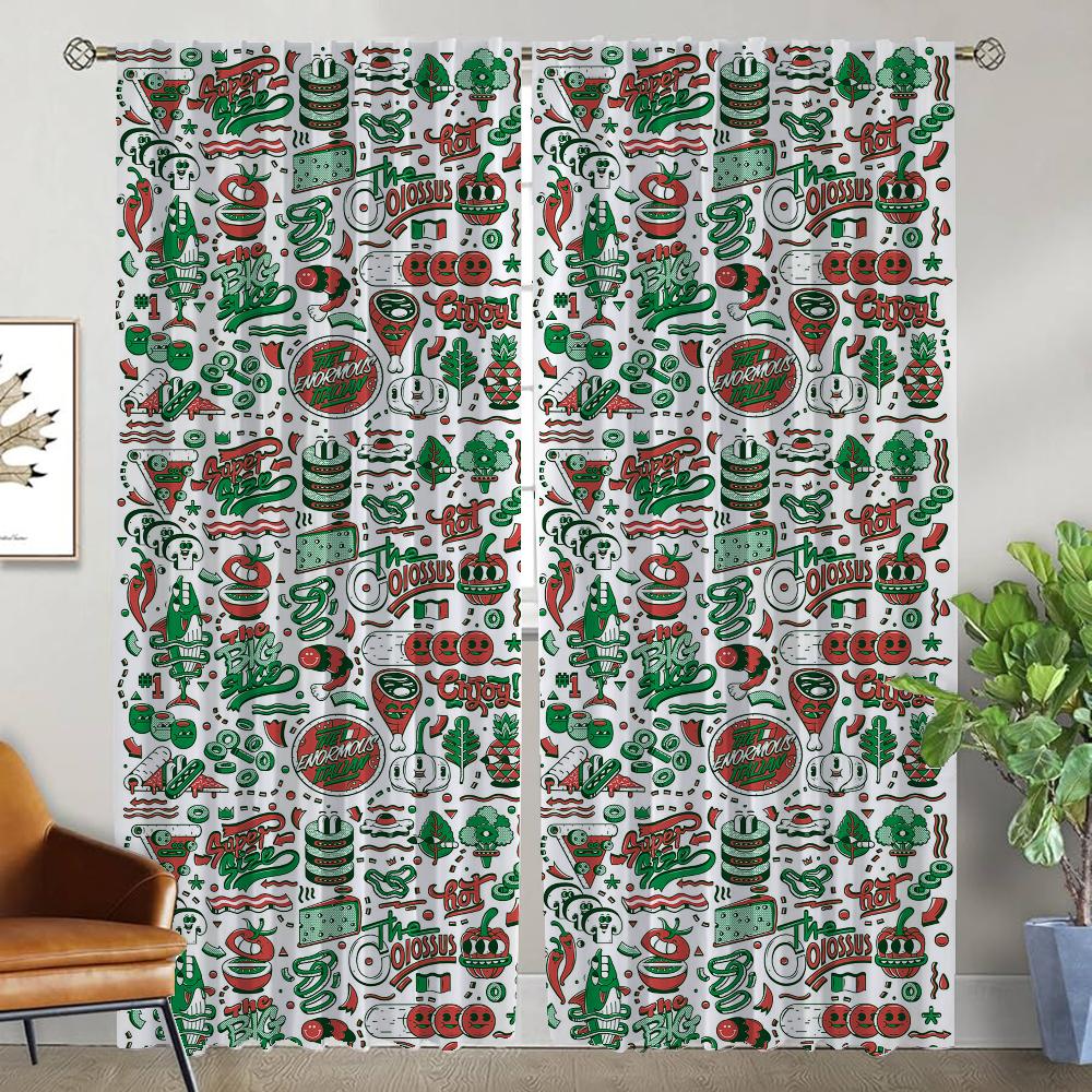 Cartoon Children Curtains for Living Room Curtain for Room 2 Panel Home Interior Curtains Halloween Decoration Shades Partition