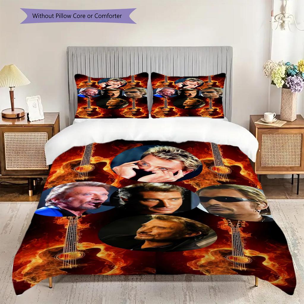 Rock Legends Fire Guitars Bedding (1 * duvet cover + 2 * pillowcase, without core) 2D Flat Soft and comfortable Duvet cover and pillowcase