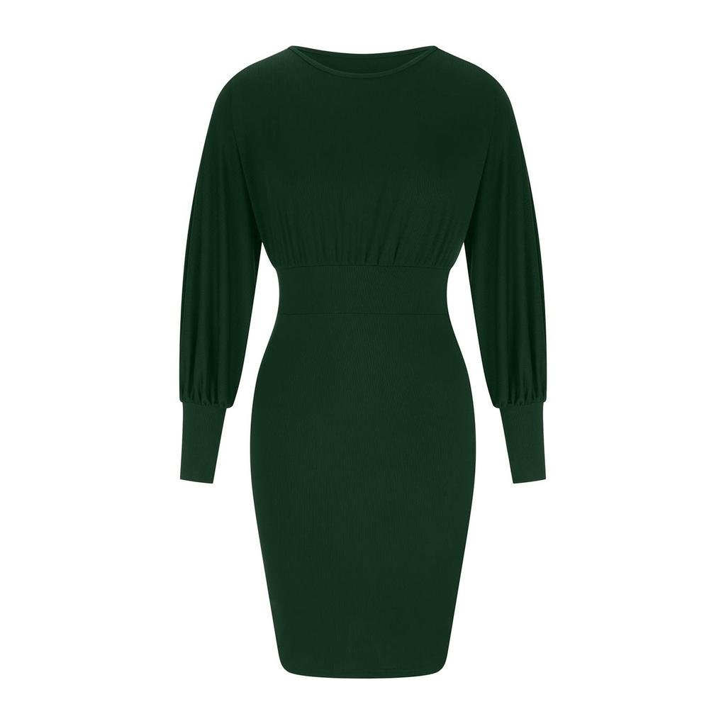 Women's Fashion Color Slim Fit Temperament Dress Knitted Doll Sleeve Skirt