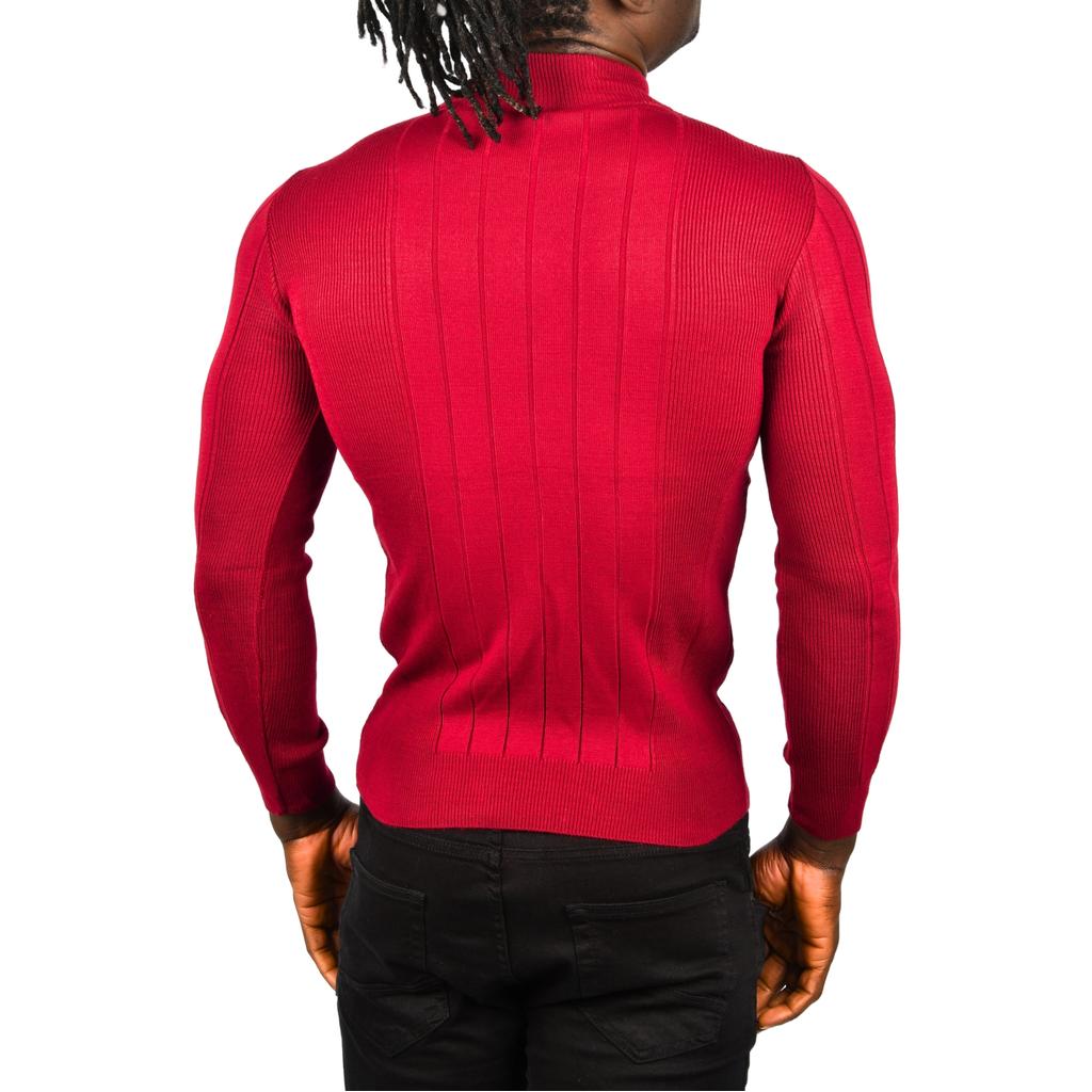 DeepSEA Yarım Balıkçı Yaka Çizgili Tüylenmeyen Slim Fit Triko Kazak 2505491