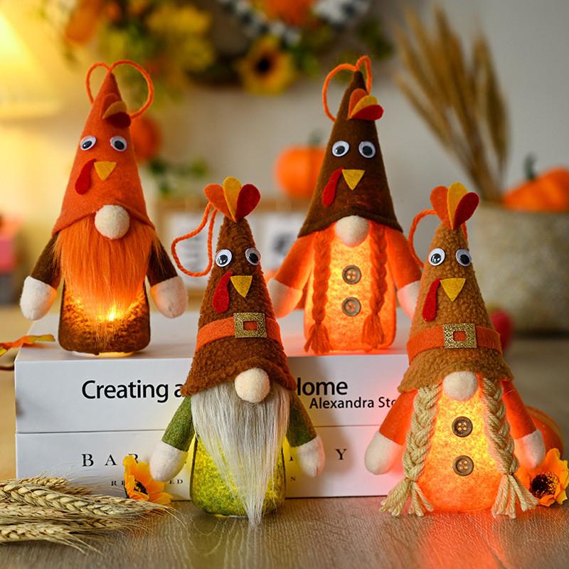 Cozy Harvest Festival Decorative Thanksgiving Gnome Figurine With Light Up Features