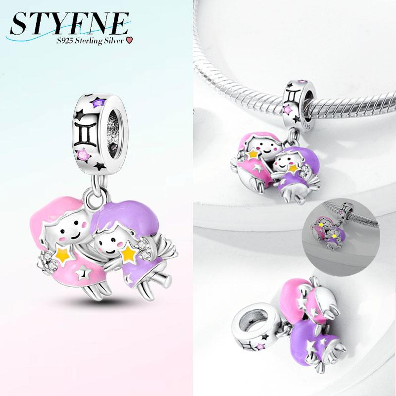 Cute Lovely Butterfly Perfume Girl Dangle Original Pink Charms Charms Beads Fit Bracelet Pendant Making For Woman Jewelry Gift