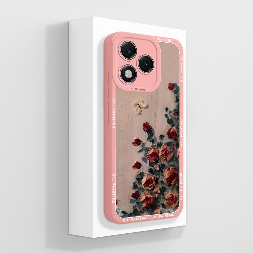 Silikonový kryt s motivem květiny pro Huawei 400 Lite X7c X8 X8c X9c Play 30 60 Plus, odolný proti pádu, s motivem květů a ochranou obrazovky proti pádu pro Huawei.