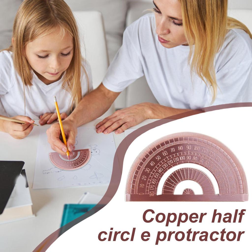 Retro Copper Half CircleProtractor Ruler Stationery Measuring Tool School Office Supplies For Students Geometry Drafting School