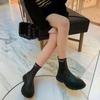 Cowhide version~ Height-increasing leather muffin thick-soled knight boots women's tall boots elastic boots high-heeled boots