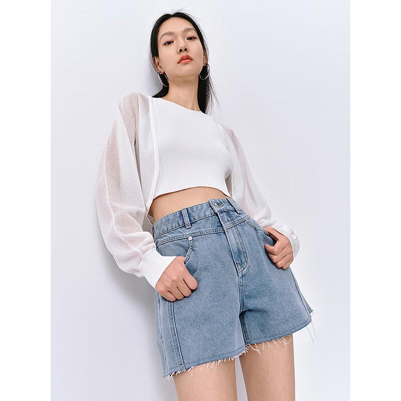 Peacebird Women's Y2K High-Waist Loose A-Line Denim Shorts