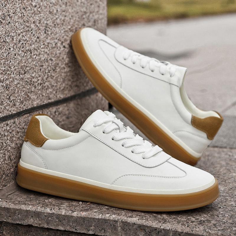 Fashion Genuine Leather Black White Shoes Men Casual Shoes Cool Street Young Sneakers Versatile Male Skateboard Footwear Tenis Masculino