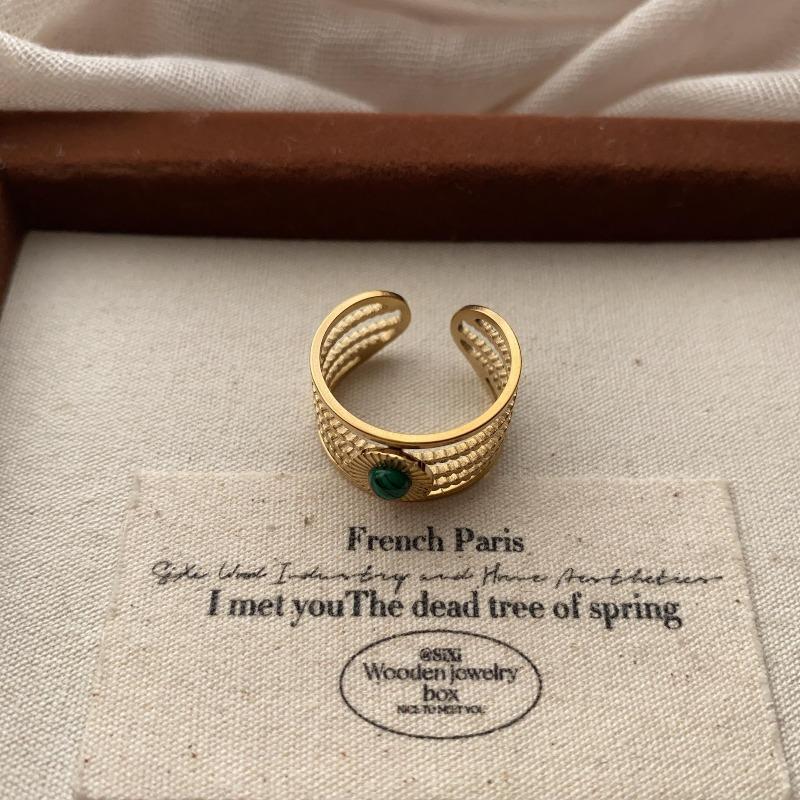 Vintage Multi-Layer Design Ring Light Luxury Niche Design Opening Adjustable Oval Statement Ring Finger Ring