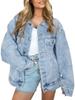 Women's Casual Loose Fit Denim Jacket - Versatile, Long Sleeve for Autumn