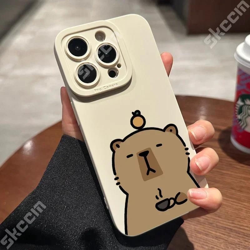 

Cartoon Cute Capybara Matte Phone Case For iPhone 16 15 14 11 Pro Max 12 13 Mini XS XR X 8 7 Plus Shockproof Bumper Back Cover iPhone 12 Pro Max