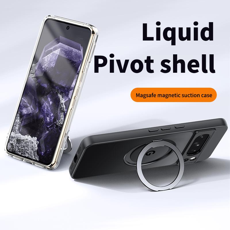 For Google Pixel 8 Pro Case Compatible with MagSafe Ring Kickstand TPU+Acrylic Back Cover