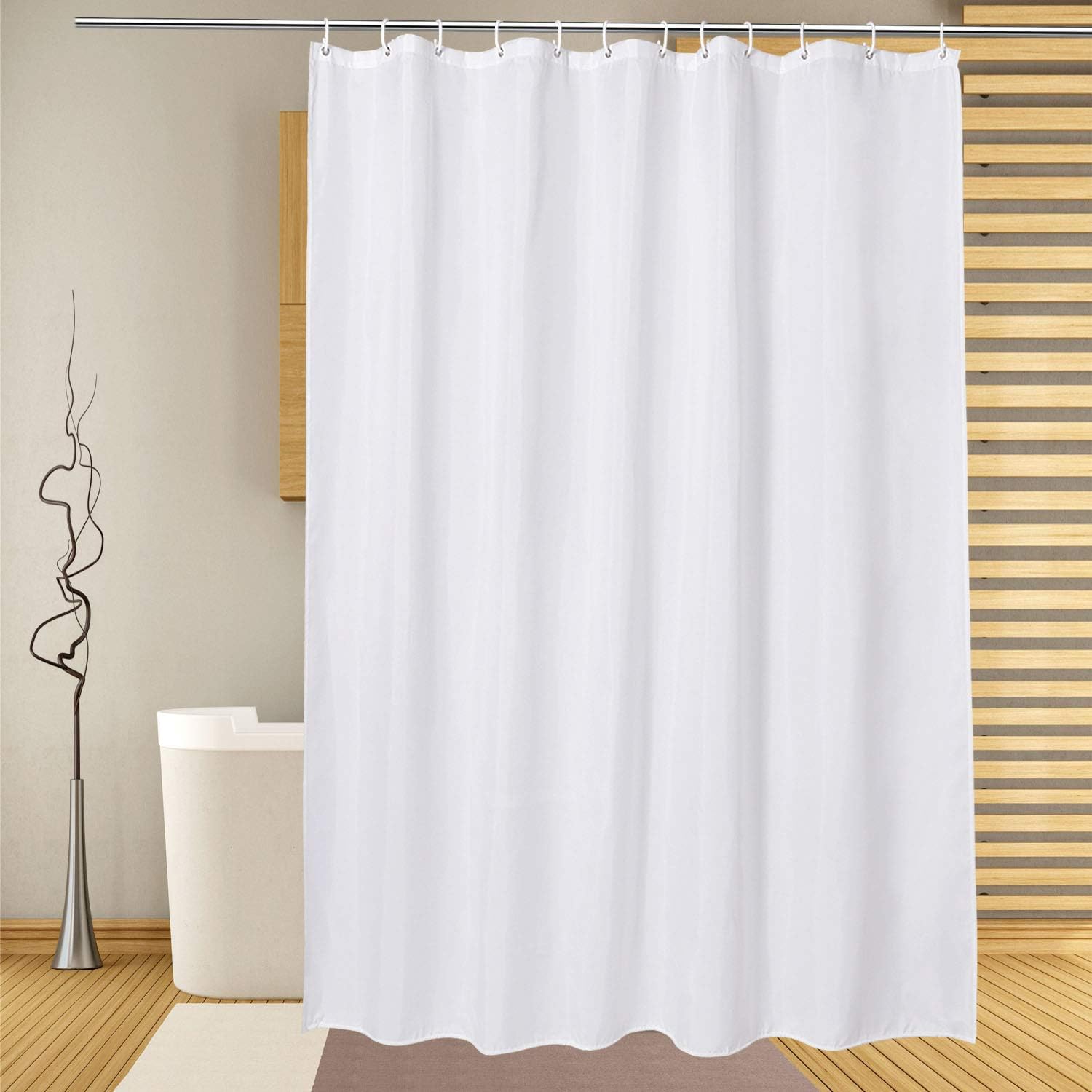 

White Fabric Shower Curtain Waterproof Machine Washable Hotel Bathroom Decorative Shower Curtain Multi Size Available W60H190(CM)-1 Pcs