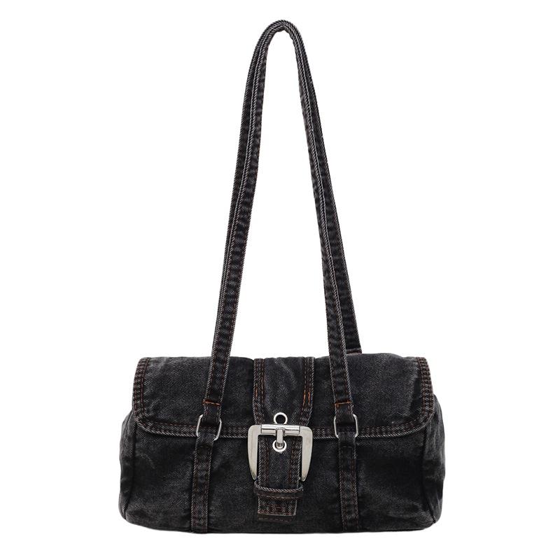 

Винтажная джинсовая сумка через плечо Женская сумка с пряжкой на ремне Сумка под мышкой чёрный