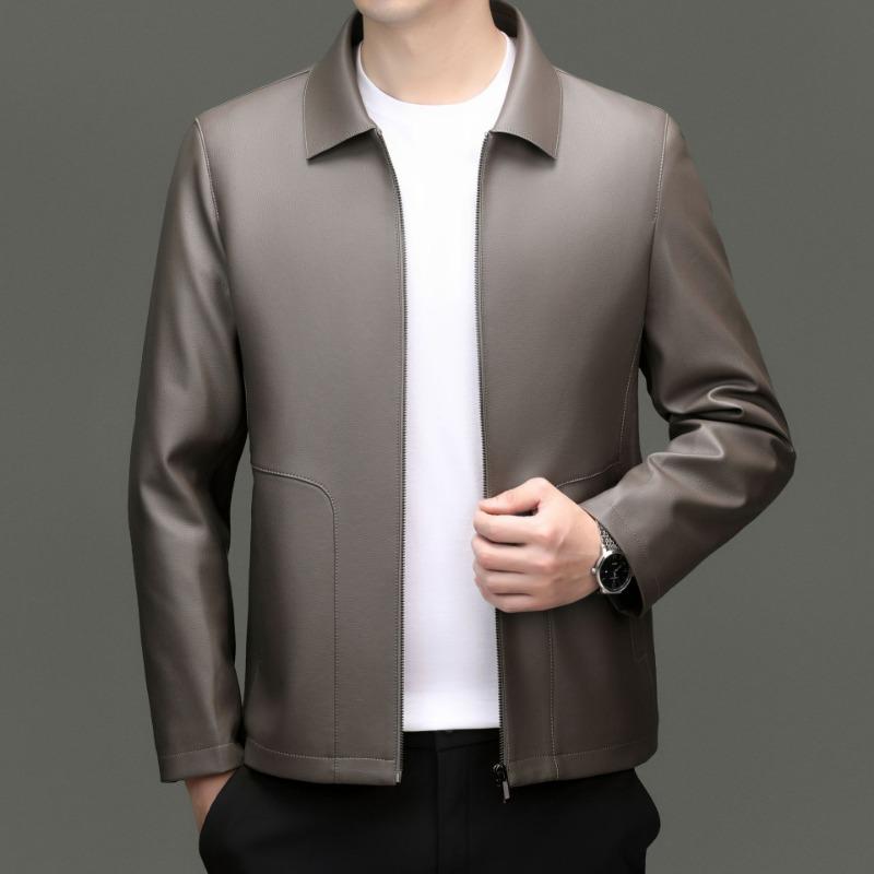 Men's Genuine Leather Jackets Men's New Autumn and Winter Dad Clothes Middle-aged Men's Leather Jackets