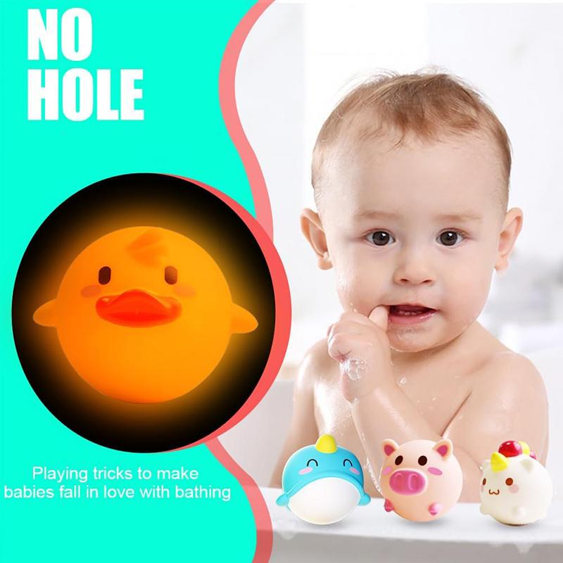 Random Animal Light Up Baby Bath Toys Toddler with Fishing Net Bath Tub Toys for Baby Swimming Water Baby Shower for Kids