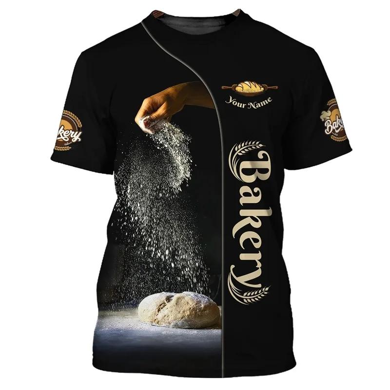 Baker T-skjorte Egendefinert Navn Menn 3D-trykt Bakeri Baking Arbeid T-skjorte Pluss Størrelse Unisex T-skjorter Topper Personlighet Baking Uniform