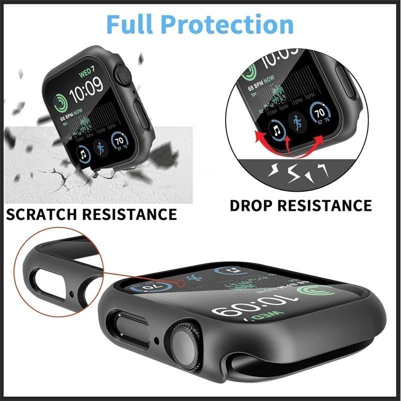 Tempered Glass+Cover PC bumper Screen Protector Case For Apple Watch Series 9 8 7 6 5 4 3 iWatch 45mm 41mm 44mm 40mm 42mm 38mm