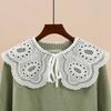 Perfect Match Women Sweet  Shirt Detachable Doll Fake Collar Hollow Out Floral Lace Ruffled Trim False Collar Woman Fake Collar Shawl