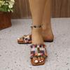 Wear Ethnic Style Retro Cloth Cool Slippers Casual Square Head Flat Bottom One Word Slippers Women