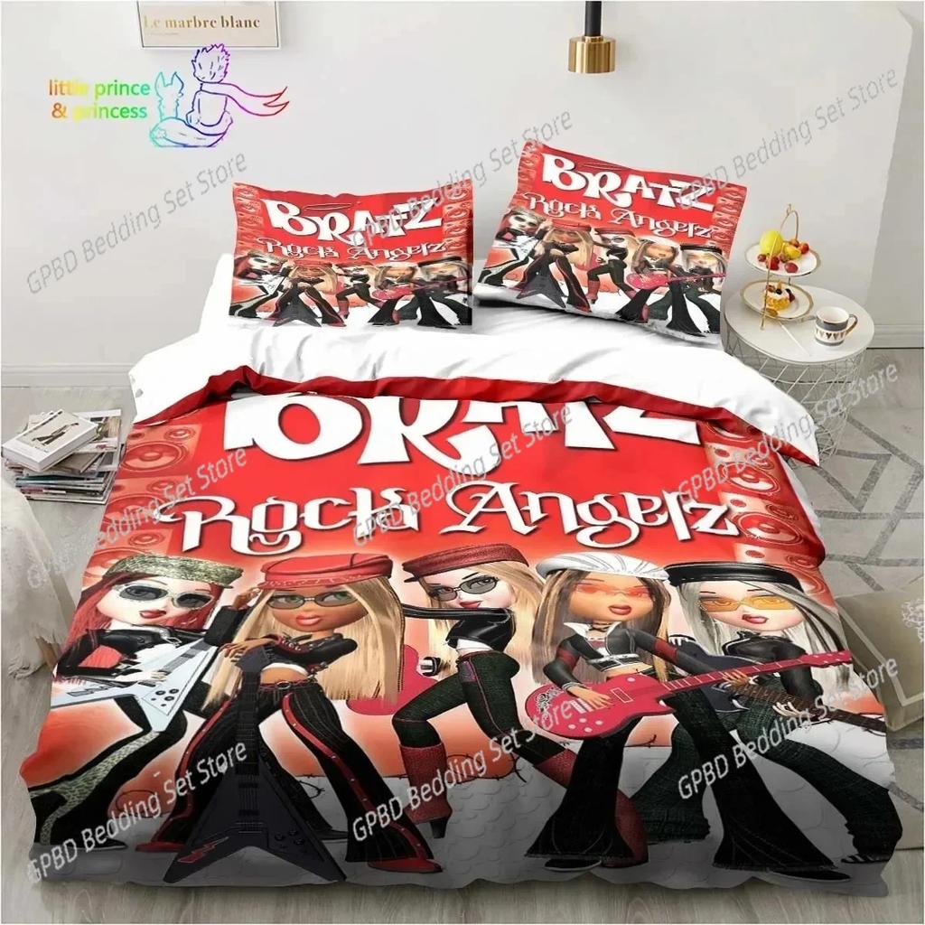 Cartoon Bratz Puppe Bettwäsche-Set Für Schlafzimmer Weiche Moderne Bettüberwürfe Bequeme Kinder Bettbezug Steppdeckenbezug Und Kissenbezug