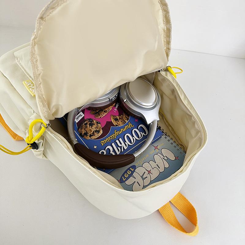 Schoolbag Korean School Bag Female College Student Junior High School Girl Heart Embroidery Bow Backpack Female Lightweight Travel Backpack