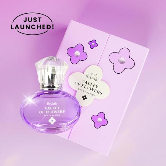 Foxtale Valley of Flowers Eau De Parfum | Long Lasting Floral Perfume | Jasmine Sambac, Green Mandarin & Madagascar Vanilla