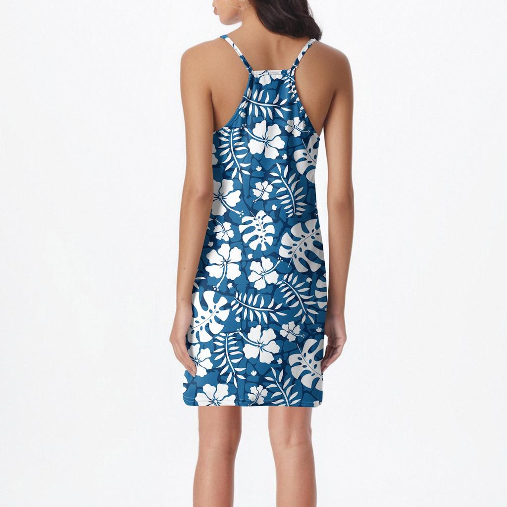 Women's Printed Sleeveless Shoulder Strap Workwear Sleepwear Dress