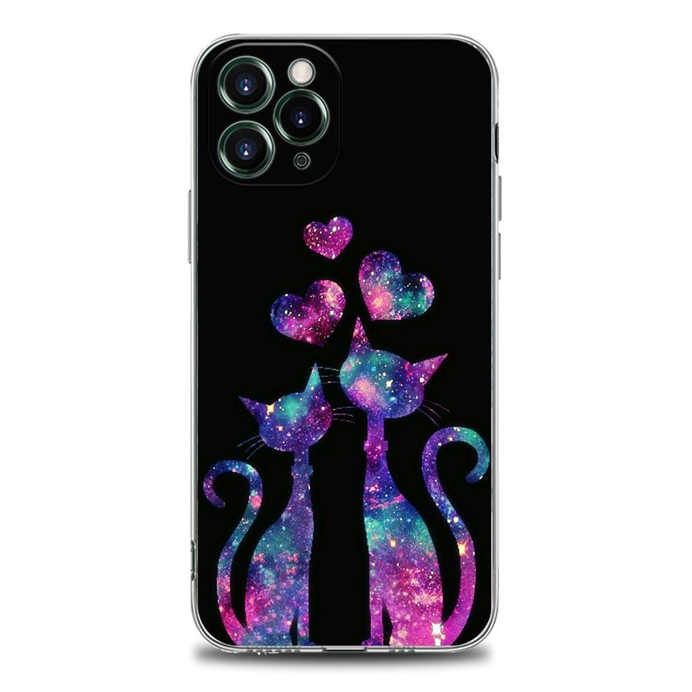 Funny Cute Cat Line Art Clear Phone Case for Apple iPhone 14 11 12 13 Pro Max 7 8 SE XR XS X Max 6 6s Plus Soft Silicone Cover