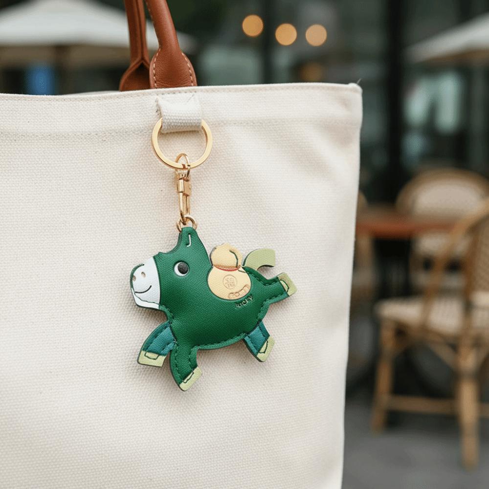 Leather Horse Pendant Year of Horse Zodiac Pony Bag Hanging Funny Horse Car Keychain  Birthday Gift
