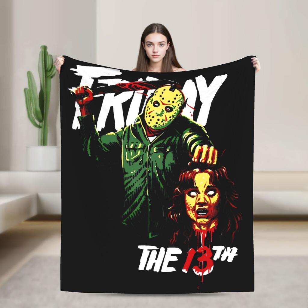 Friday Jason Voorhees 13th Blanket Horror Scary Halloween Flannel Funny Warm Throw Blanket for Bed Sofa Spring/Autumn Office