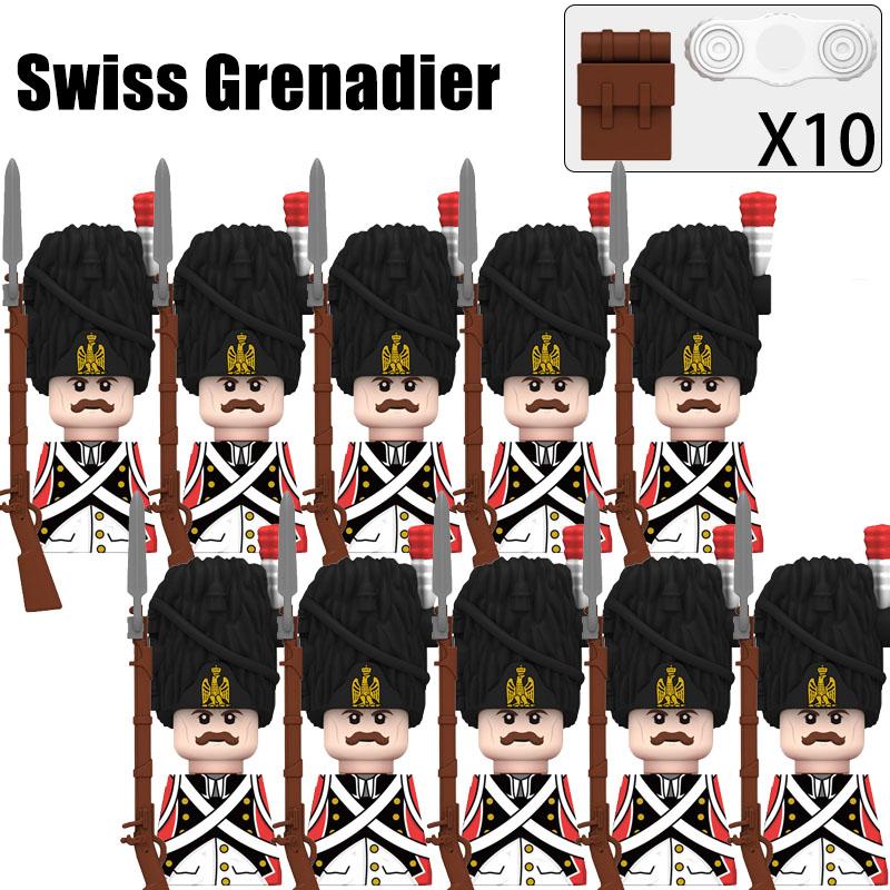 Kids Toys Napoleonic Wars Building Blocks 10pcs/lot Fusilier Lancer Soldiers Mini Action Figures Toys For Kids Christmas Gifts