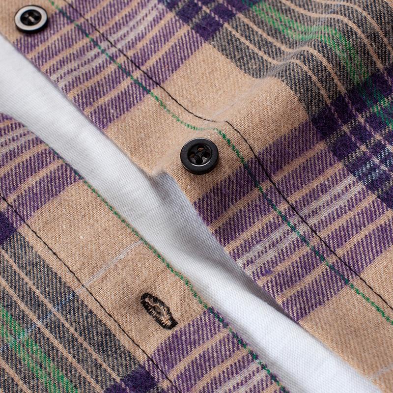 2024 våren Rutade skjortor Dam Topp och blusar Långärmad Oversized Dam Casual Blusas Pocket Lös Kvinnlig Rutig Skjorta Lila