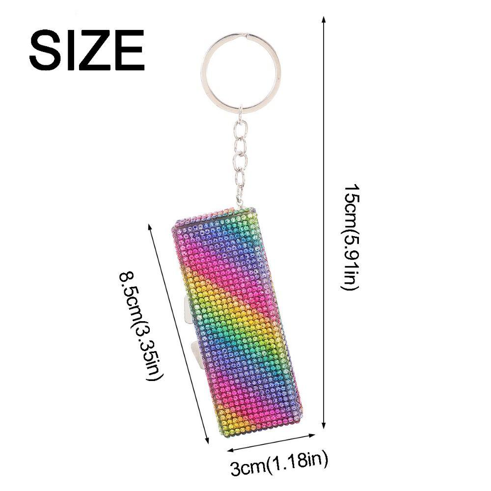 Shiny Rhinestone Mini Metal Pill Box Portable Keychain Travel Pill Organizer Moisture-proof 6 Grids Pill Case Container
