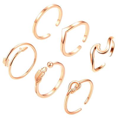 Women's Ring Jewelry 6-Piece Set Ring Combination Open Ring Set
