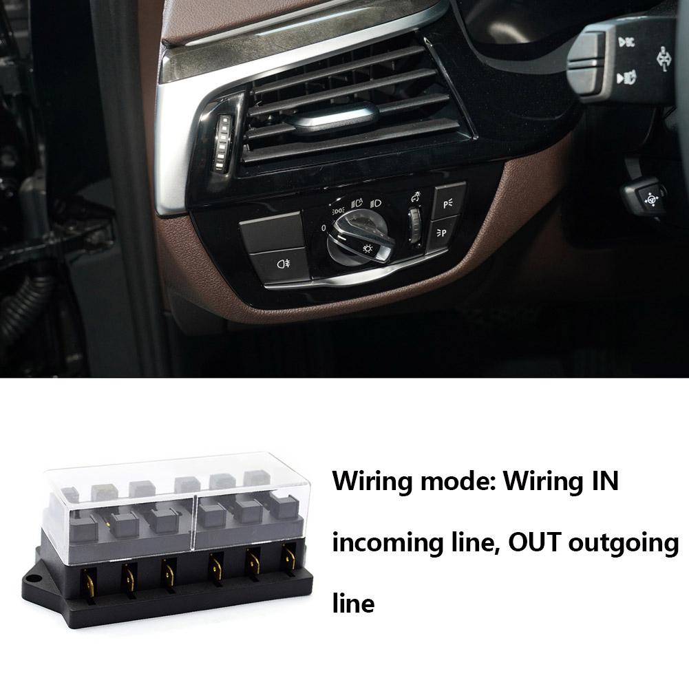 YJ-FB017 Automotive Circuit Blade Fuse Box 6 Ways Car Boat RV Block Holder Case