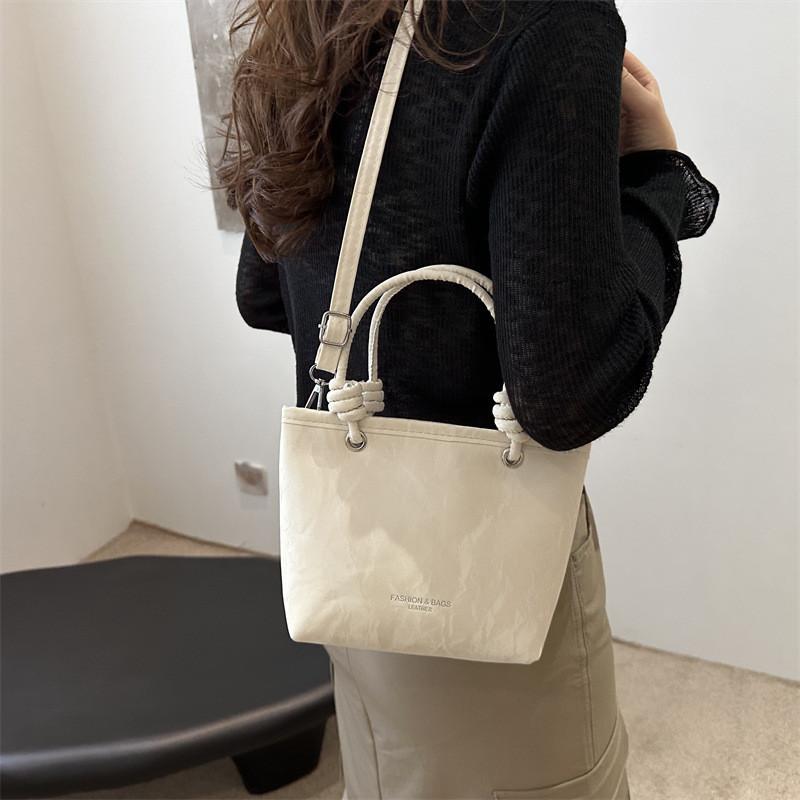 Trendy Korean Style Canvas Bucket Bag Summer 2024 Women's Small Fashion Handbag