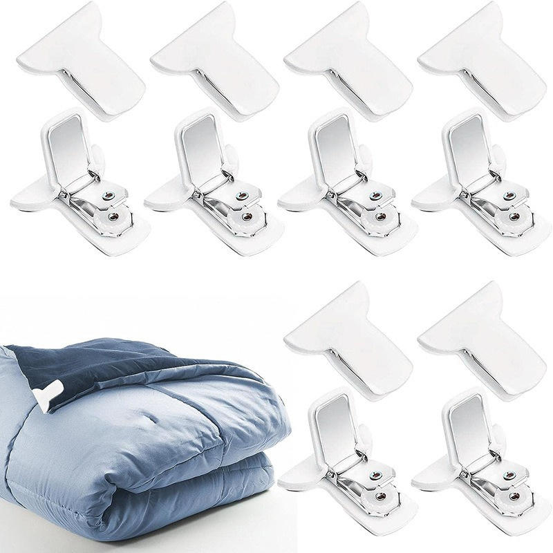 8PCS Padded Comforter Clips Duvet Clips White Blanket Fasteners Prevents Comforters From Moving Inside Duvet Cover