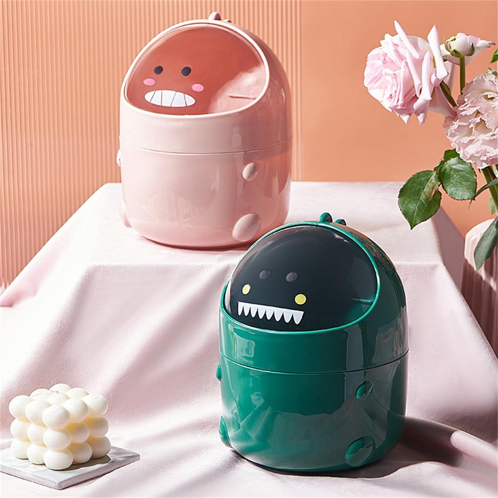 Dinosaur Desktop Trash Can Household Living Room Flip-top Paper-basket Removable Debris Makeup Brush Storage Bucket