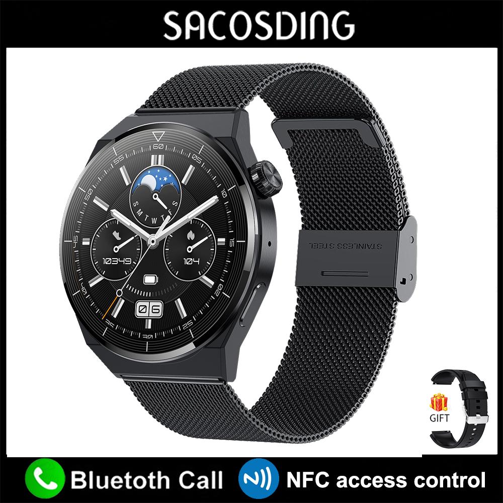 SACOSDING NFC Smart Watch Men GT3 Pro AMOLED 390*390 HD Screen Heart Rate Bluetooth Call IP68 Waterproof SmartWatch For Huawei Xiaomi
