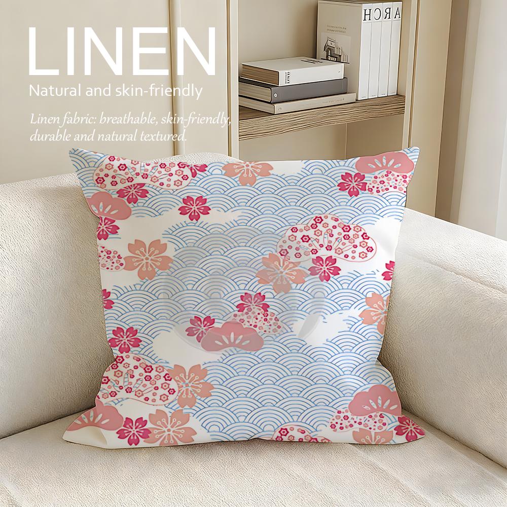 

Art Plum Blossom Cushion Cover Linen Decorative Pillowcase Set Pcs x x x Breathable Washable Sofa Cushion Cover 30X30cm