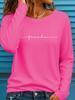 Women's Long Sleeves T-Shirts Casual Loose Black and White Lines Pattern Round Neck Short Sleeved T-Shirt Fall Female Clothing